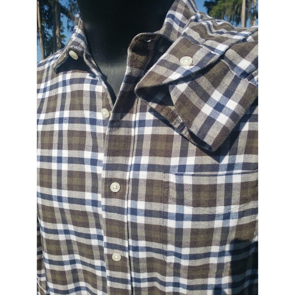 Daniel Cremieux Slim Fit Mens Sz L Long Sleeve Button Up Plaid Shirt Brown Blue - Picture 1 of 13